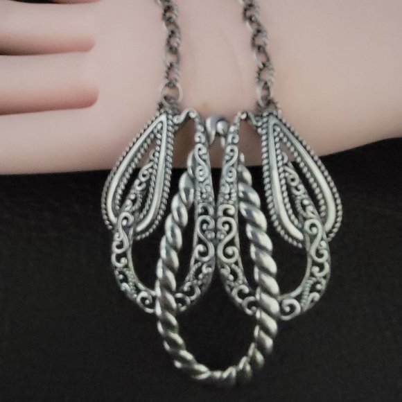 Sterling Signed Carolyn Polack Relios Sterling Filigree Openwork Necklace SW - Picture 6 of 9